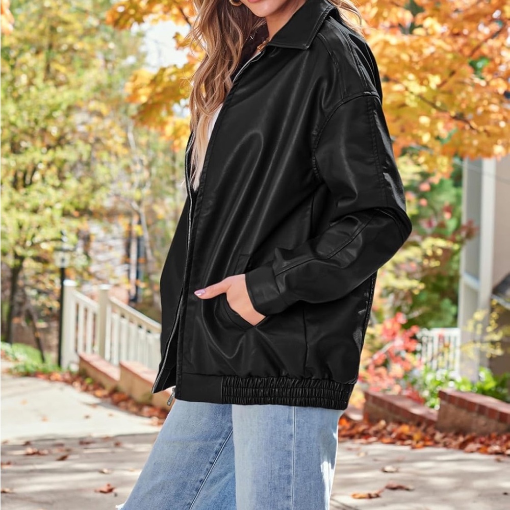 Women’s Oversized Faux Leather Jacket(No name brand) - Picture 2 of 4